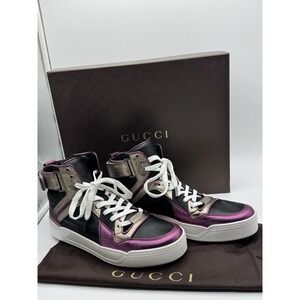 Gucci  GG LOGO Leather‎ Sneakers Trainers UK7 EU40 us10 NEW AUTH